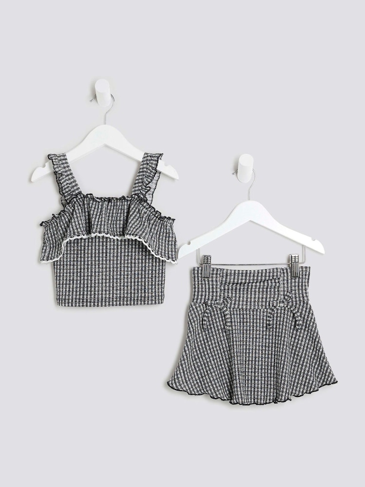 River Island Gingham Bardot Top And Skort Set - Imagen 1 de 5