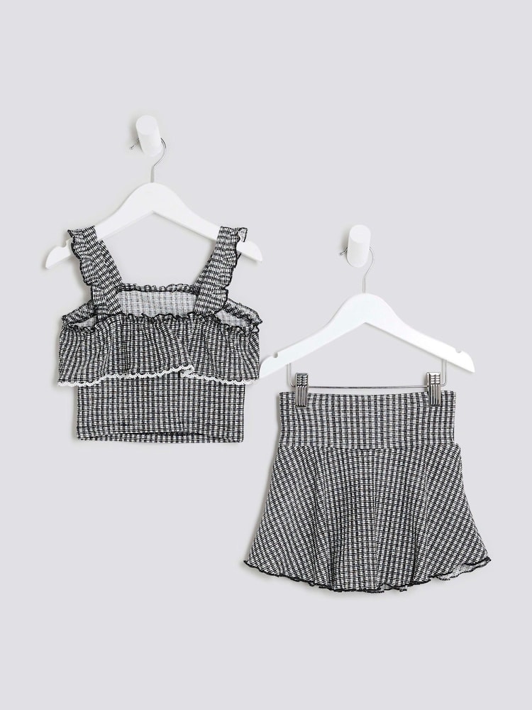 River Island Gingham Bardot Top And Skort Set - Imagen 2 de 5