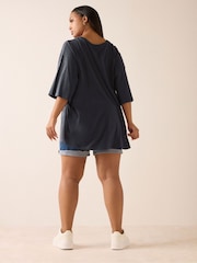 Yours Curve Grey Oversized Boxy T-Shirt - Image 3 of 5