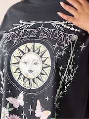 Yours Curve Grey Oversized Boxy T-Shirt - Image 4 of 5