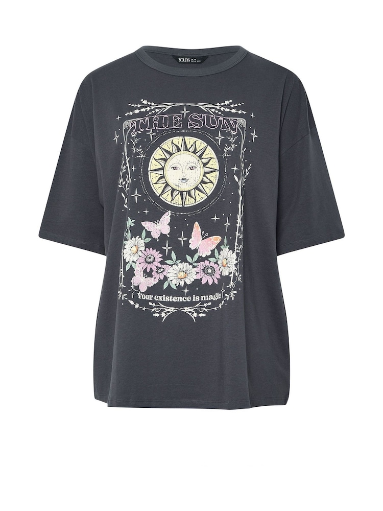 Yours Curve Grey Oversized Boxy T-Shirt - Image 5 of 5