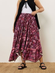 Yours Curve Red Hanky Hem Skirt - Image 3 of 6