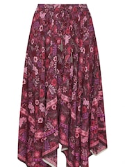 Yours Curve Red Hanky Hem Skirt - Image 6 of 6
