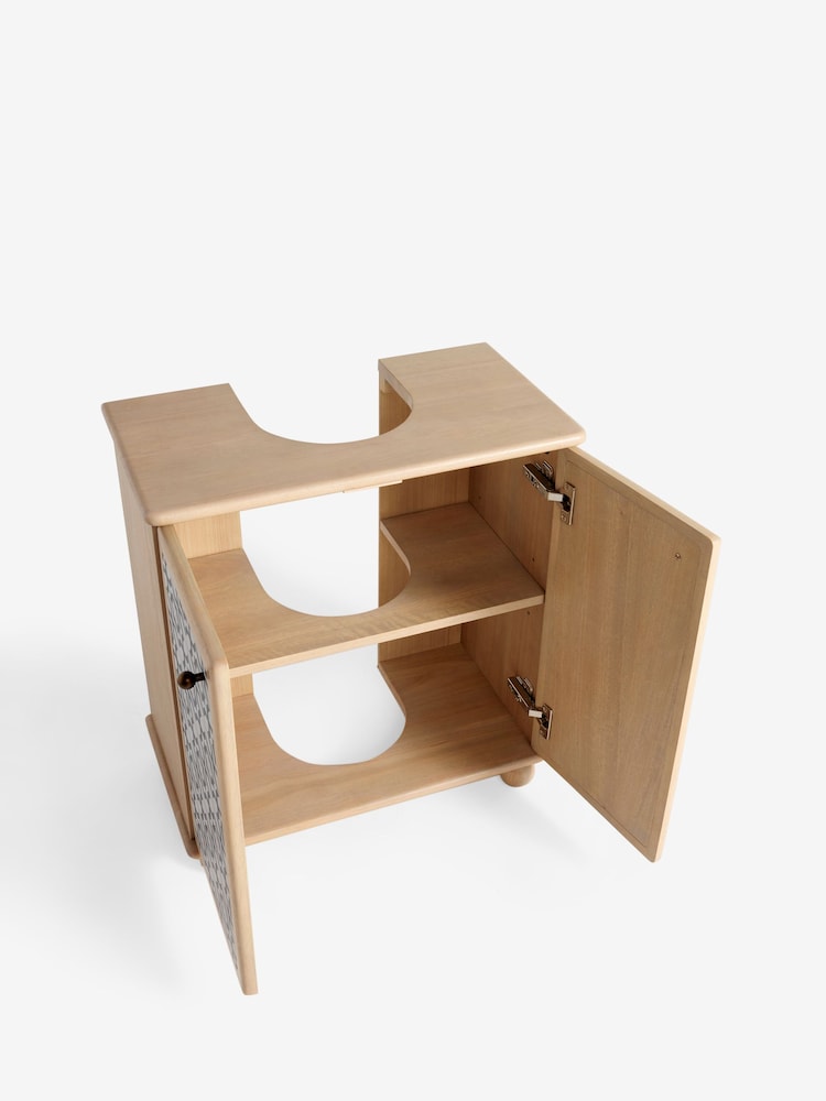 Natural Monochrome Geo Print Under Sink Storage Cabinet - Image 8 of 8