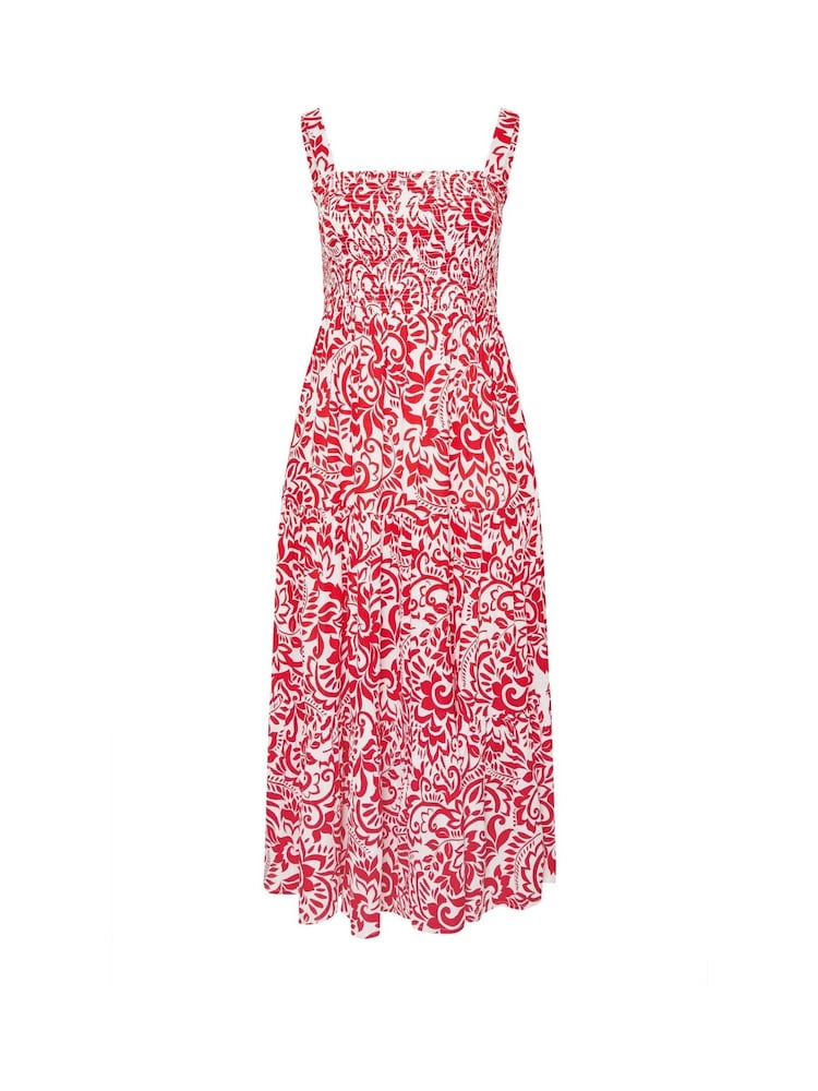 Yours Curve Red Shirred Maxi Dress - Image 5 of 5