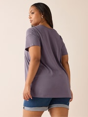 Yours Curve Purple Printed T-Shirt - Image 3 of 5