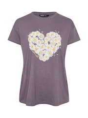 Yours Curve Purple Printed T-Shirt - Image 4 of 5