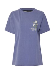Yours Curve Blue Printed T-Shirt - Image 6 of 7