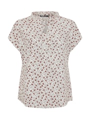 Yours Curve White Textured Frill Neck Blouse - Image 5 of 5