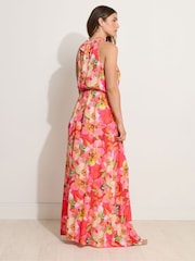 Long Tall Sally Red Floral Print Halterneck Dress - Image 3 of 5