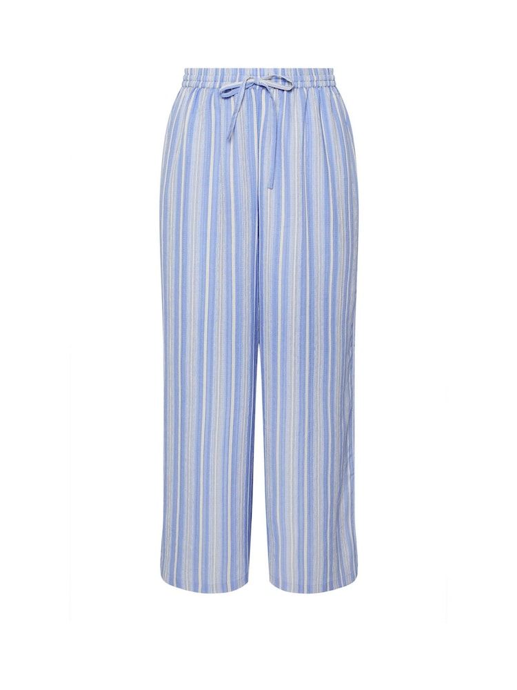 Yours Curve Blue Crinkle Wide Leg Trousers - Image 5 of 5