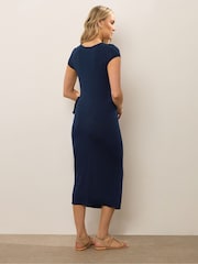 Long Tall Sally Blue Ruched Tie Midi Dress - Image 2 of 5