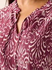 Yours Curve Red Textured Frill Neck Blouse - Image 4 of 5