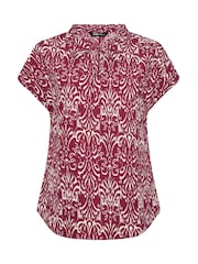 Yours Curve Red Textured Frill Neck Blouse - Image 5 of 5