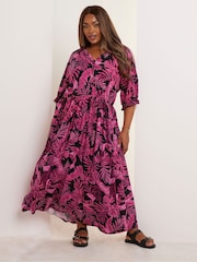 Yours Curve Tropical Tie Front Maxi Dress - Image 1 de 5