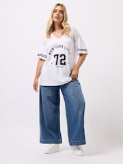 Yours Curve White Varsity T-Shirt - Image 3 of 5