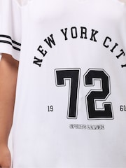 Yours Curve White Varsity T-Shirt - Image 4 of 5