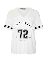 Yours Curve White Varsity T-Shirt - Image 5 of 5