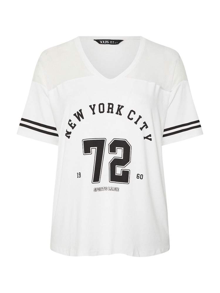 Yours Curve White Varsity T-Shirt - Image 5 of 5