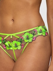 Ann Summers Green Caged Hibiscus Floral Print Embroidery Brazilian Bra - Image 4 of 5