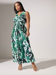 Yours Curve Green London Knot Front Maxi Dress - Image 1 of 5