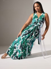 Yours Curve Green London Knot Front Maxi Dress - Image 2 of 5