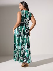 Yours Curve Green London Knot Front Maxi Dress - Image 3 of 5