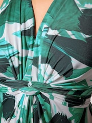 Yours Curve Green London Knot Front Maxi Dress - Image 4 of 5