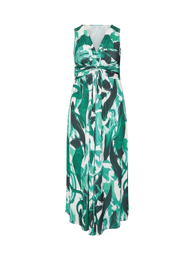 Yours Curve Green London Knot Front Maxi Dress - Image 5 of 5