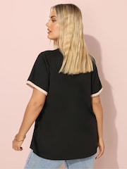 Yours Curve Black Printed T-Shirt - Image 4 of 6