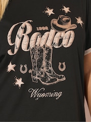 Yours Curve Black Printed T-Shirt - Image 5 of 6