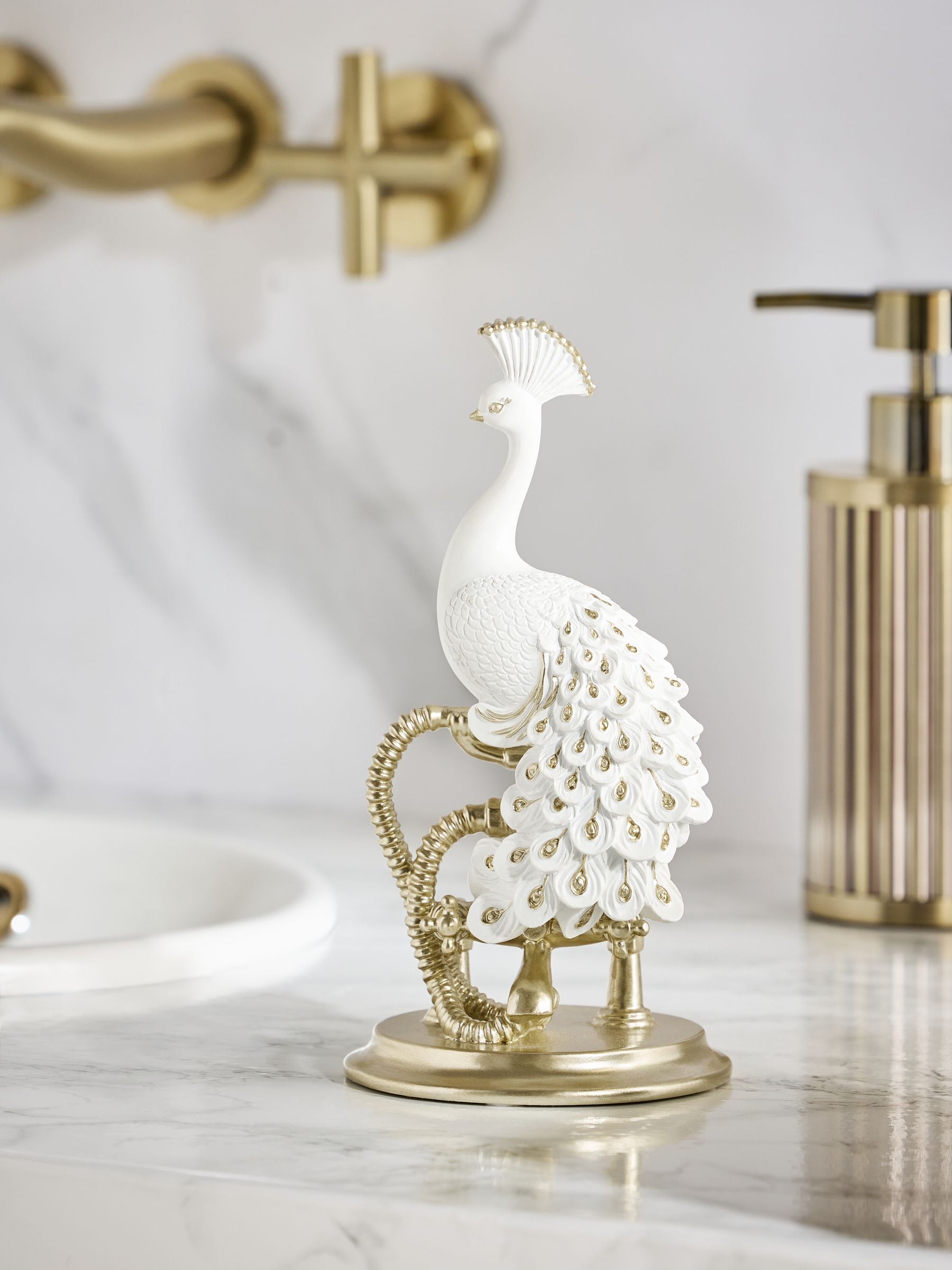 Buy White Benedict Peacock Single Bathroom Ornament from Next USA