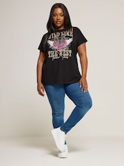 Preto - Yours Curve Lazer Cut T-Shirt - Imagem 2 de 5
