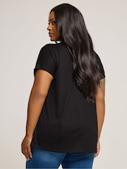 Preto - Yours Curve Lazer Cut T-Shirt - Imagem 3 de 5