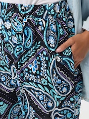 Yours Curve Neon Blue Jersey Cuffed Harem Trousers - Image 4 of 5