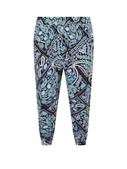Yours Curve Neon Blue Jersey Cuffed Harem Trousers - Image 5 of 5