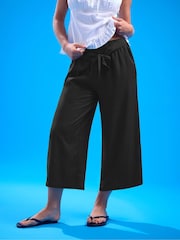 PixieGirl Petite Black Wide Leg Tie Belt Trousers - Image 2 of 6
