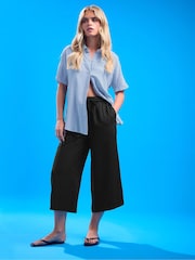PixieGirl Petite Black Wide Leg Tie Belt Trousers - Image 4 of 6