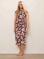 Long Tall Sally Red Ruched Tie Midi Dress - Image 1 of 5