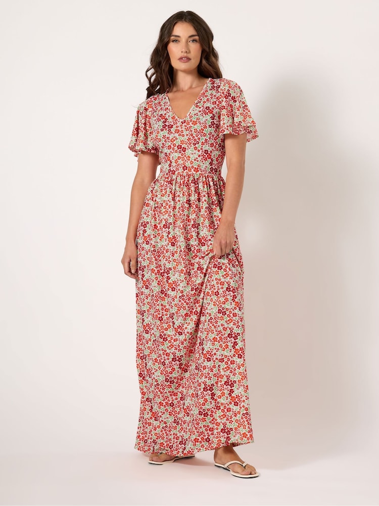 Long Tall Sally Red V-Neck Ditsy Maxi Dress - Image 1 of 5