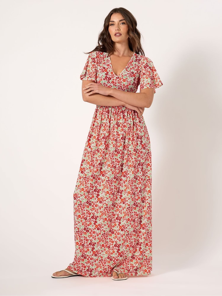 Long Tall Sally Red V-Neck Ditsy Maxi Dress - Image 2 of 5