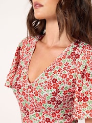 Long Tall Sally Red V-Neck Ditsy Maxi Dress - Image 4 of 5