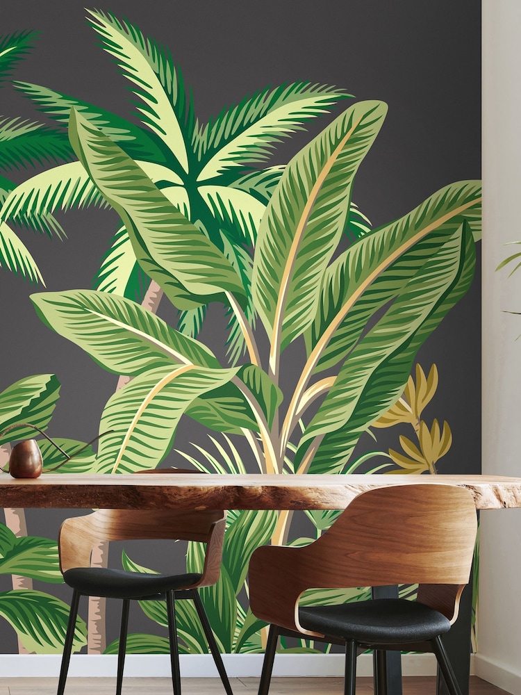 Origin Murals Black Tropical Palm Print Trees Wall Mural - Image 2 of 3