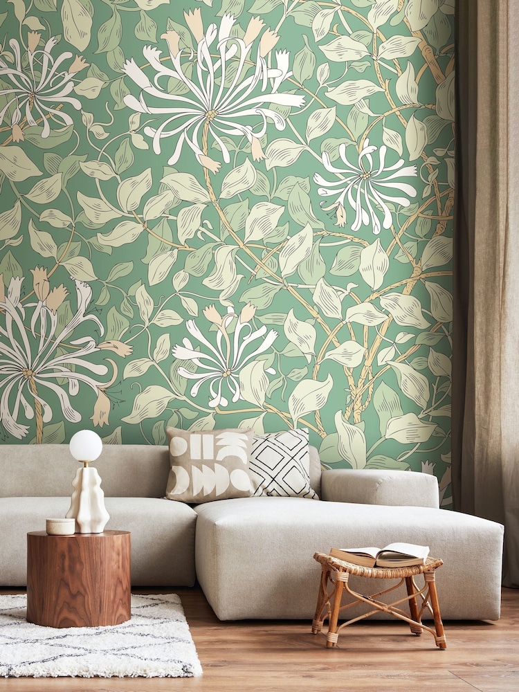 Origin Murals Soft Jade Honeysuckle 2.8m x 3.5m Wall Mural - Image 1 of 2