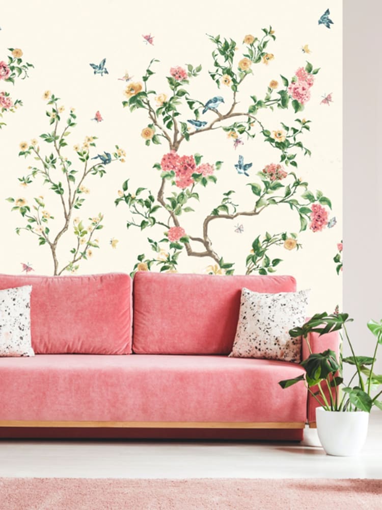 Origin Murals Cream Oriental Flower Tree Wall Mural - Image 1 of 2