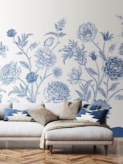 Origin Murals Navy Blue Jacobean Rose Trail 2.8m x 3.5m Wall Mural - Image 1 of 2