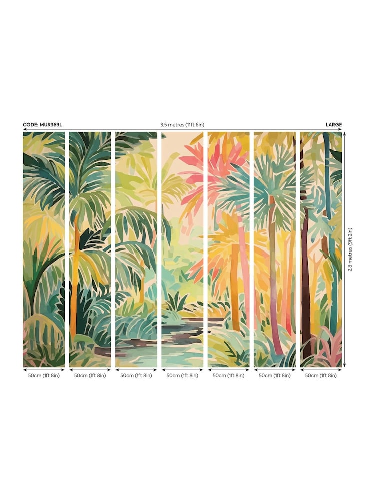 Origin Murals Emerald Green Pretty Palms Wall Mural - Image 4 of 4