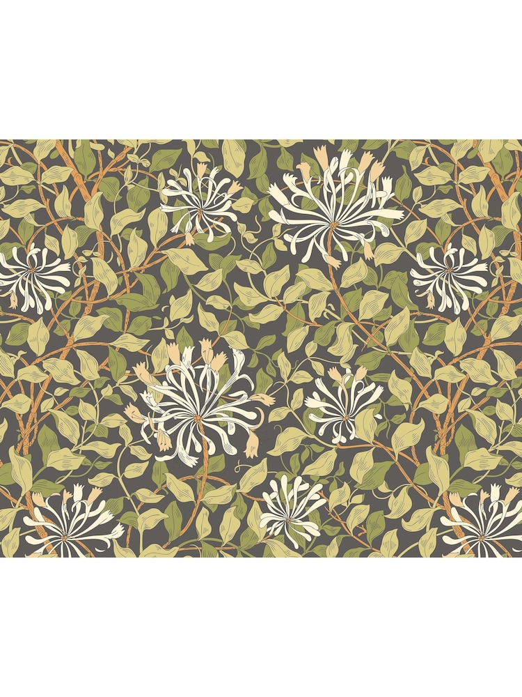 Origin Murals Black and Olive Green Honeysuckle 2.8m x 3.5m Wall Mural - Image 2 of 2 Origin Murals Black and Olive Green Honeysuckle 2.8m x 3.5m Wall Mural - Image 2 of 2