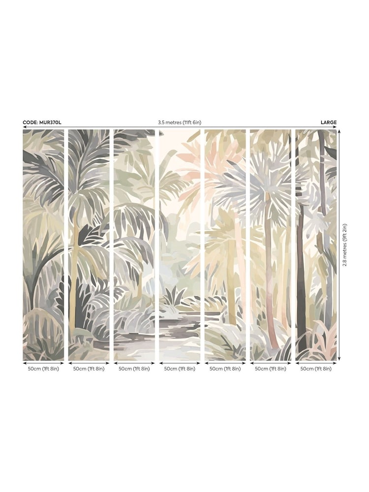 Origin Murals Natural Stone Pretty Palms 2.8m x 3.5m Wall Mural - Image 4 of 4 Origin Murals Natural Stone Pretty Palms 2.8m x 3.5m Wall Mural - Image 4 of 4