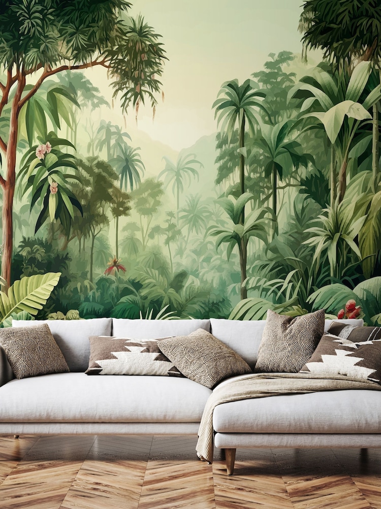 Origin Murals Forest Green Jungle Trees Wall Mural - Image 1 of 2